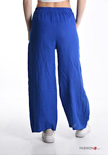 Pantalone in Lino wide leg con tasche con elastico - ph 2