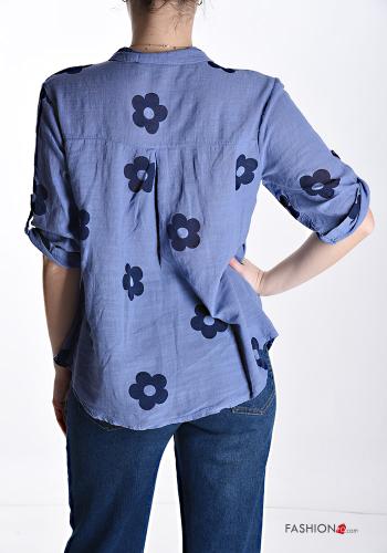 Camicia in Cotone maniche corte Fantasia floreale con bottoni - ph 2