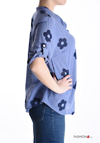 Camicia in Cotone maniche corte Fantasia floreale con bottoni - ph 3