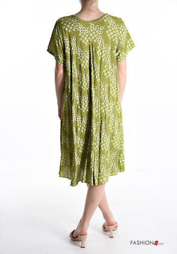 Optical Muster kurze ärmel Kleid mit V-Ausschnitt - ph 2