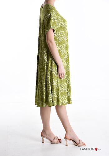 Optical Muster kurze ärmel Kleid mit V-Ausschnitt - ph 3