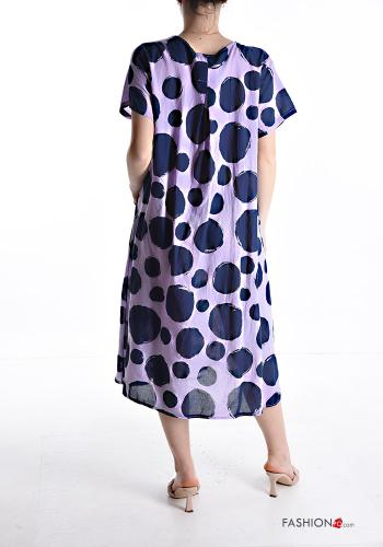 Polka-dot short sleeve crew neck Cotton Dress with pockets - ph 2