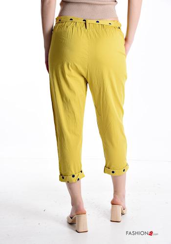 Pantalon en Coton Imprimé à pois avec poches avec ceinture en tissu - ph 2