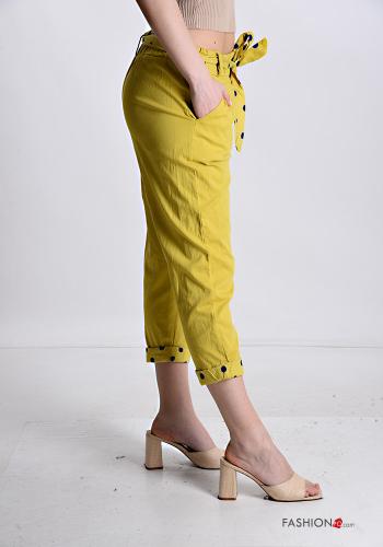Pantalon en Coton Imprimé à pois avec poches avec ceinture en tissu - ph 3