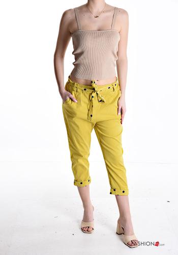 Pantalon en Coton Imprimé à pois avec poches avec ceinture en tissu - ph 5