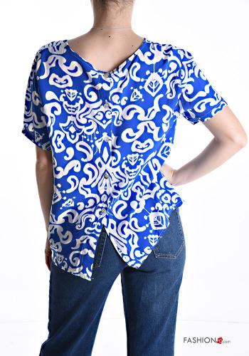 Blusa maniche corte girocollo Fantasia stampata con bottoni - ph 2