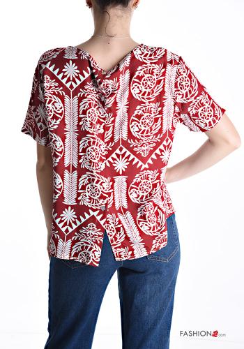 Blusa maniche corte girocollo Fantasia stampata con bottoni - ph 2