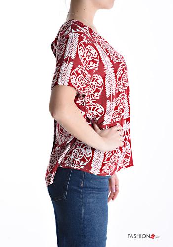 Blusa maniche corte girocollo Fantasia stampata con bottoni - ph 3