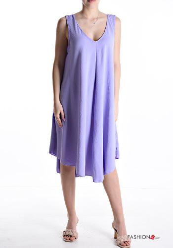Oversize rückenfrei asymmetrisch ärmellos Kleid mit V-Ausschnitt - ph 1