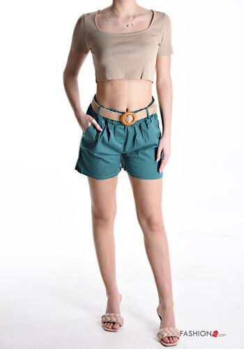 Shorts de Algodón con bolsillos con cinturón con elástico - ph 5