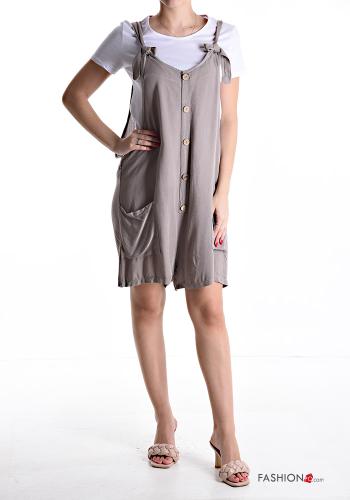 Peto ajustable por la rodilla con bolsillos con camiseta con botones