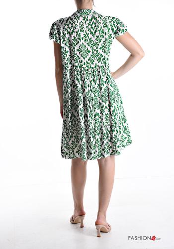 Batik Muster kurze ärmel knielanger Kleid - ph 2