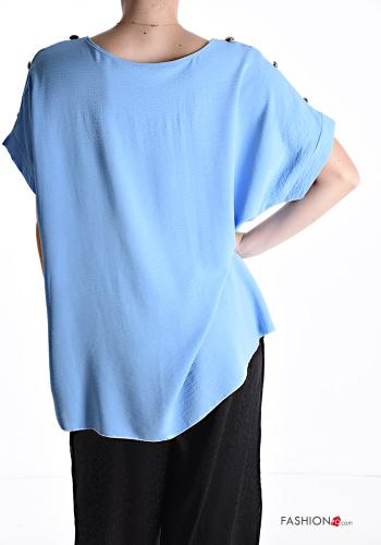 short sleeve crew neck oversized Blouse with buttons - ph 2
