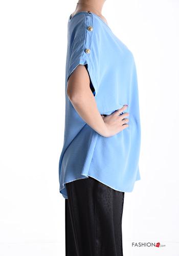 short sleeve crew neck oversized Blouse with buttons - ph 3