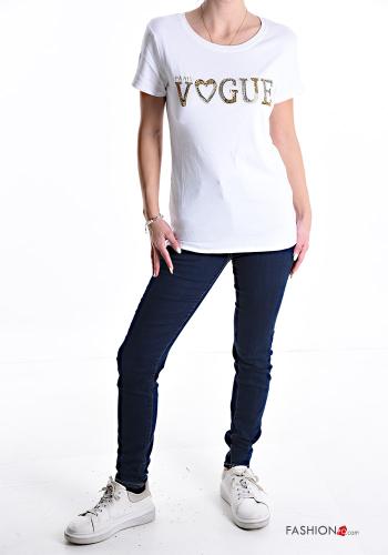 T-shirt em Algodão Padrão escrito - ph 5