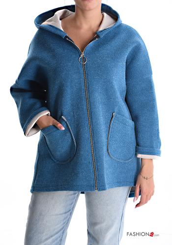 Chaqueta con cremallera con capucha sin forro con bolsillos