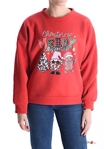 Felpa in Cotone girocollo Fantasia natalizia