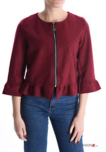 Bolero con cremallera con volantes manga tres cuartos