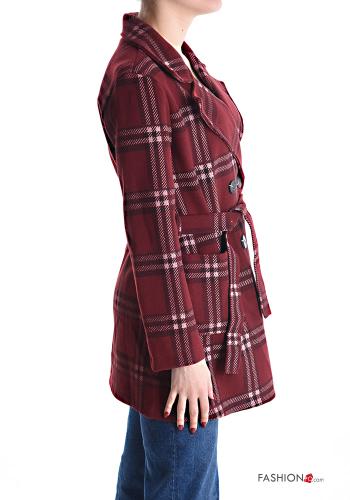 Tartan double-breasted Coat with belt without lining with pockets - ph 3
