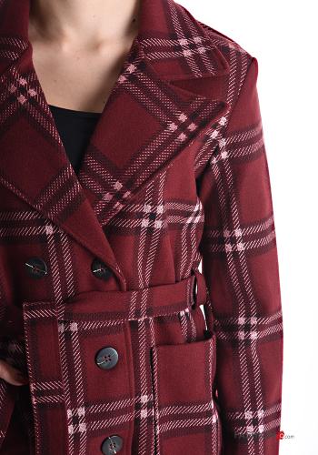 Tartan double-breasted Coat with belt without lining with pockets - ph 4