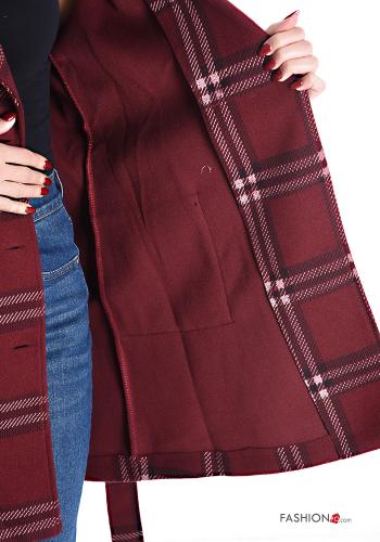 Tartan double-breasted Coat with belt without lining with pockets - ph 6