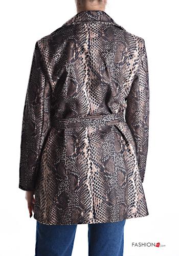 Cappotto doppio petto Fantasia animalier senza fodera con cintura con tasche - ph 2