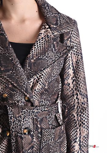 Cappotto doppio petto Fantasia animalier senza fodera con cintura con tasche - ph 4