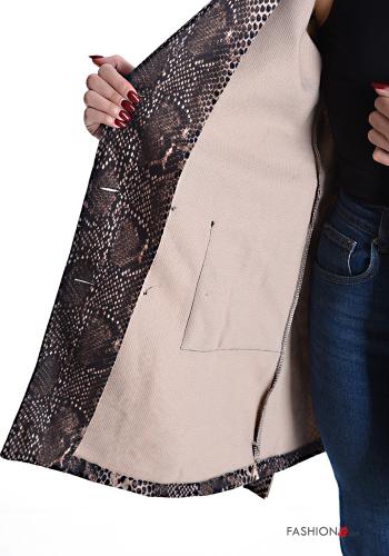 Cappotto doppio petto Fantasia animalier senza fodera con cintura con tasche - ph 6
