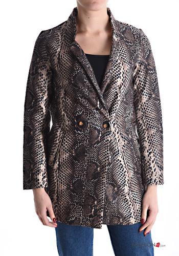 Chaqueta Estampado animal con bolsillos con botones sin forro