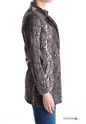 Veste Imprimé animalier avec poches sans doublure à boutons - ph 3