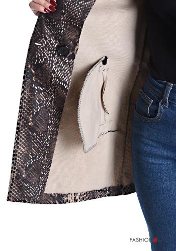 Veste Imprimé animalier avec poches sans doublure à boutons - ph 6
