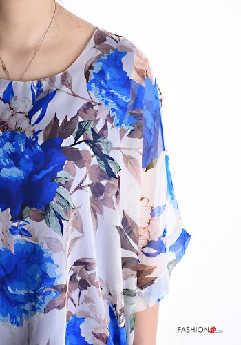 Blouse chiffon col rond à Imprimé Floral avec doublure manches à trois-quarts - ph 4