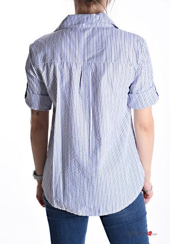 Camicia in Cotone maniche corte con colletto Fantasia righe con bottoni - ph 2
