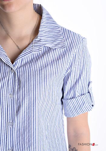 Camicia in Cotone maniche corte con colletto Fantasia righe con bottoni - ph 4