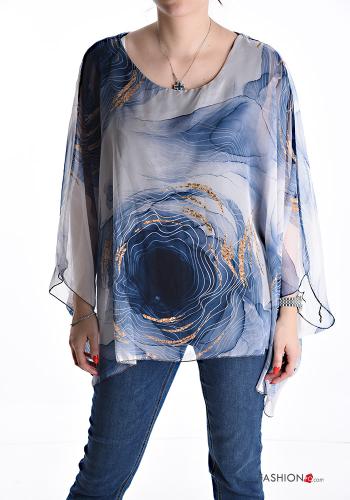 Blusa maniche lunghe maniche volant girocollo Fantasia astratta - ph 1