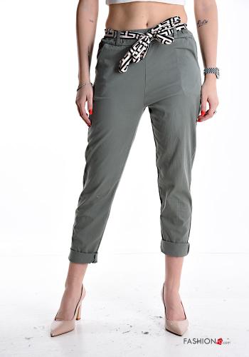 Pantalone in Cotone con elastico con tasche con cintura in stoffa - ph 1