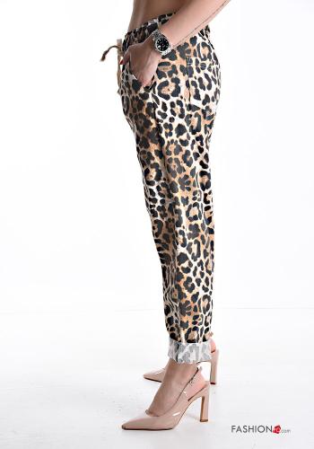 Tiermuster Hose aus Baumwolle mit Taschen mit gummizug mit kordelzug - ph 3