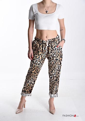 Tiermuster Hose aus Baumwolle mit Taschen mit gummizug mit kordelzug - ph 5