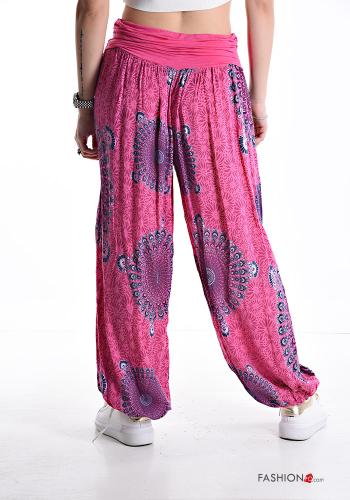 Pantalones extra grande wide leg Estampado abstracto con elástico - ph 2