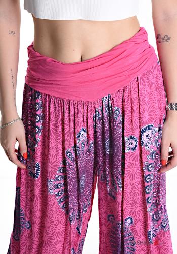 Pantalones extra grande wide leg Estampado abstracto con elástico - ph 4