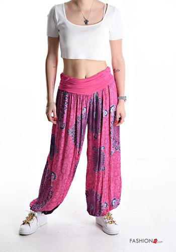 Pantalones extra grande wide leg Estampado abstracto con elástico - ph 5