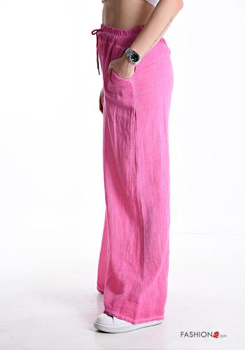 Pantalone in Cotone wide leg con elastico con tasche con coulisse - ph 3
