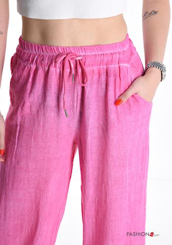 Pantalone in Cotone wide leg con elastico con tasche con coulisse - ph 4