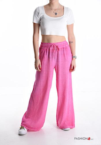 Pantalone in Cotone wide leg con elastico con tasche con coulisse - ph 5