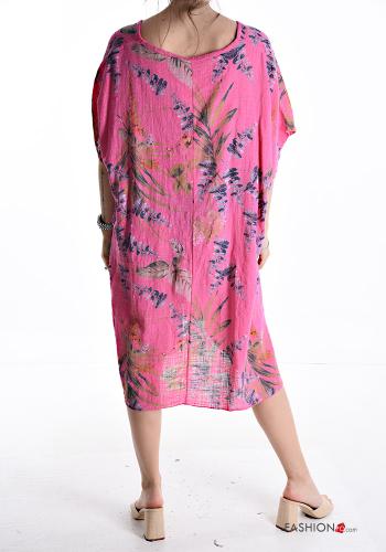 Floral short sleeve crew neck oversized Cotton Dress - ph 2