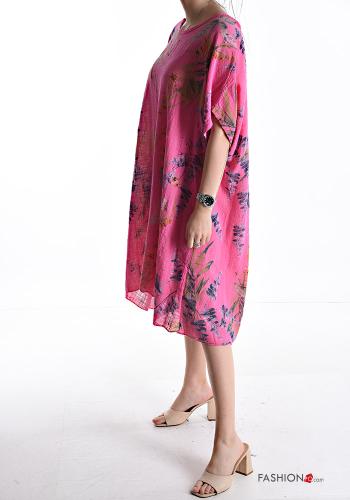 Floral short sleeve crew neck oversized Cotton Dress - ph 3