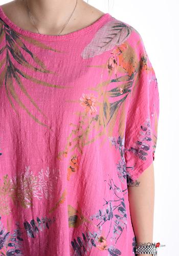 Floral short sleeve crew neck oversized Cotton Dress - ph 4