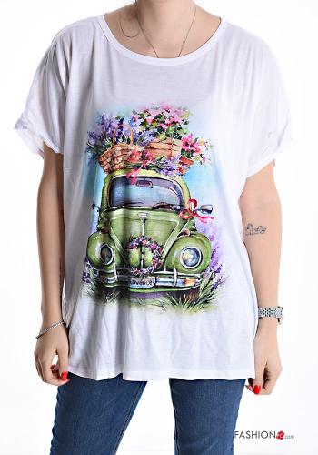 Patterned short sleeve crew neck oversized T-shirt - ph 1