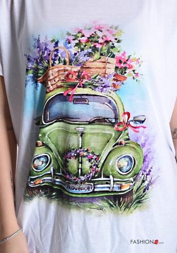 Patterned short sleeve crew neck oversized T-shirt - ph 4