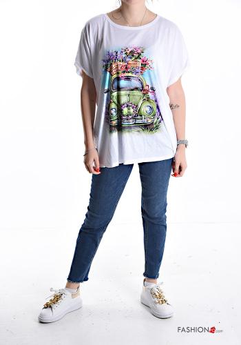 Patterned short sleeve crew neck oversized T-shirt - ph 5